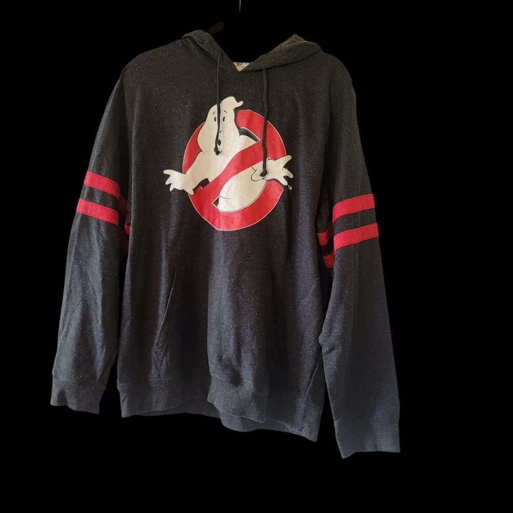 Ghostbusters Logo Hoodie With Red Sleeve Stripes 2XL